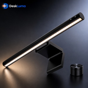 DeskLuma LED Monitor Light Bar – Black Adjustable Screen Lamp with Wireless Control Dial